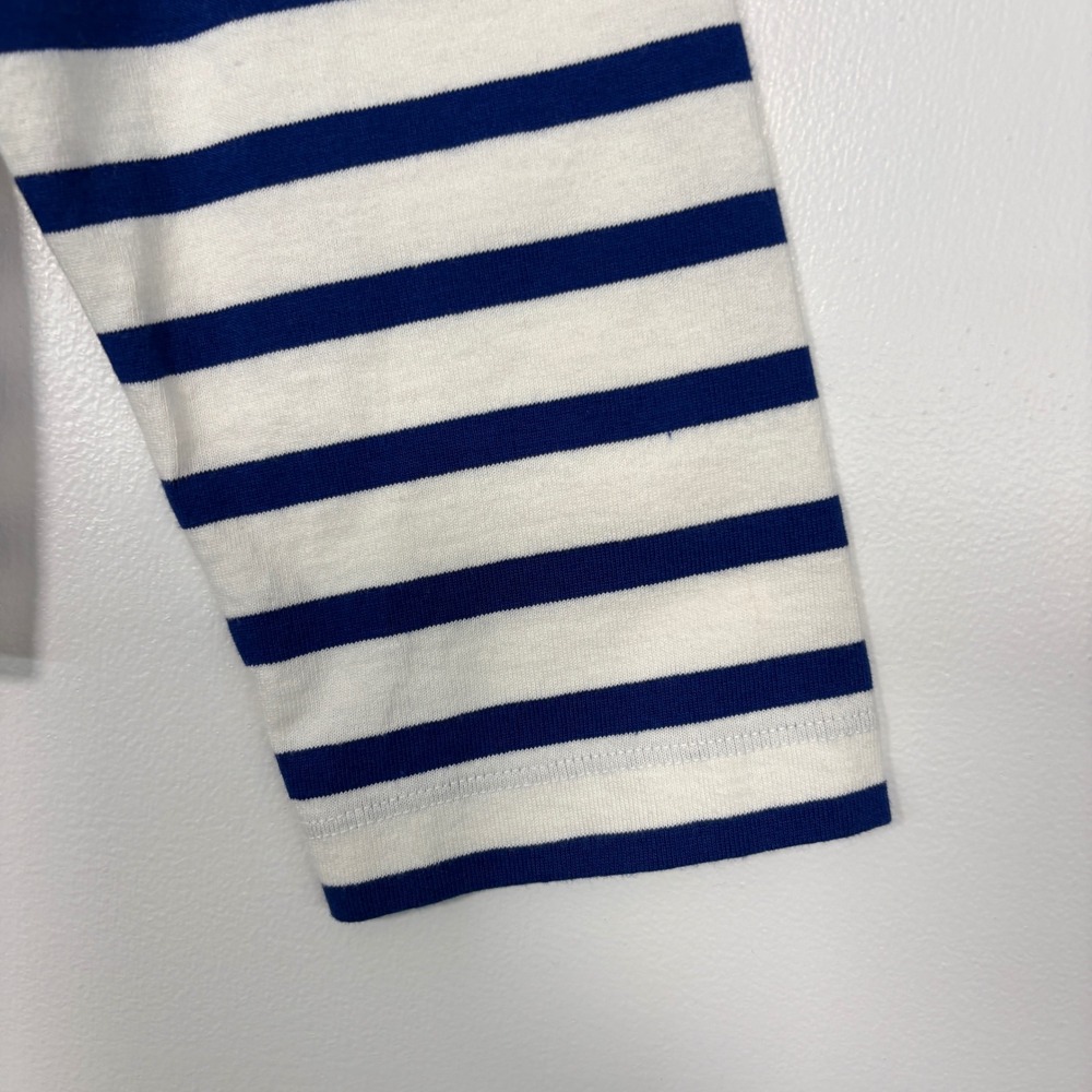 Everlane Women Long Sleeve Shirt sz M Blue White Striped Organic Cotton Boatneck - Picture 2 of 11